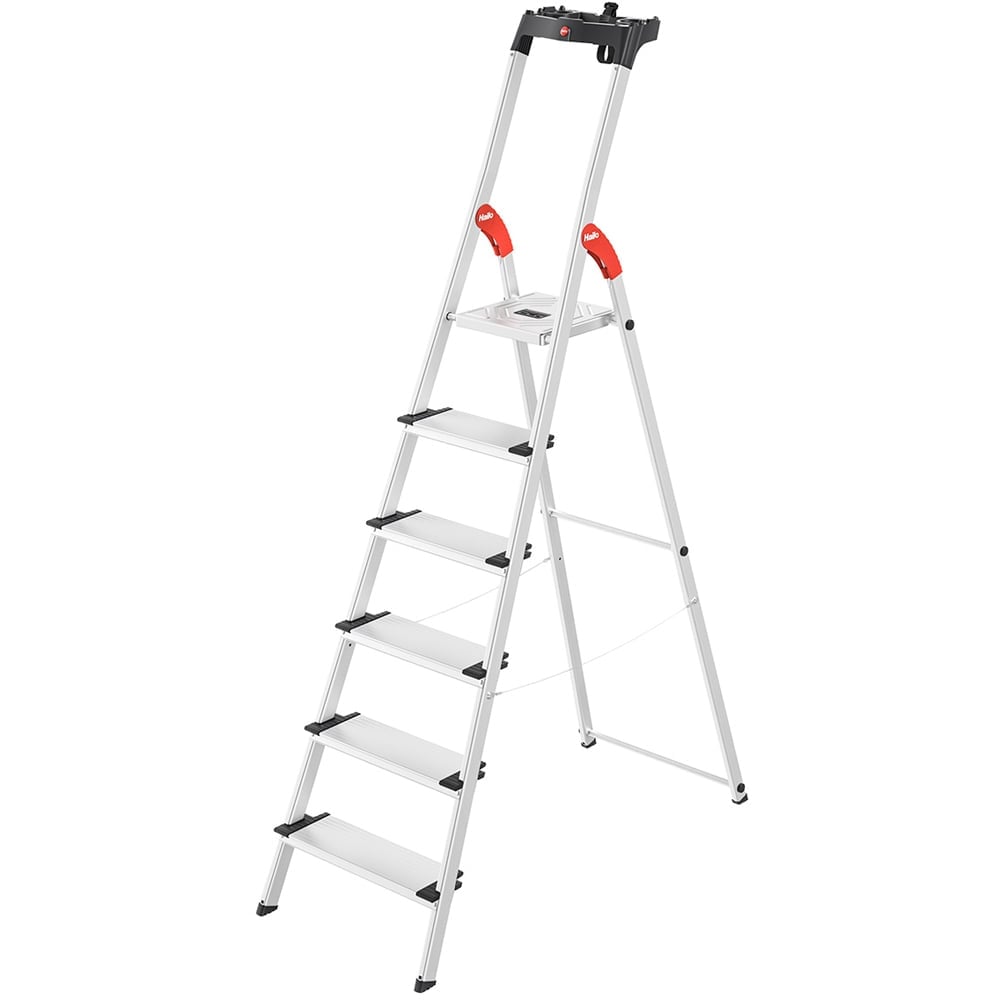 Hailo 8040-607 L80 6 Tread Aluminium Deep Step Ladder Image 1
