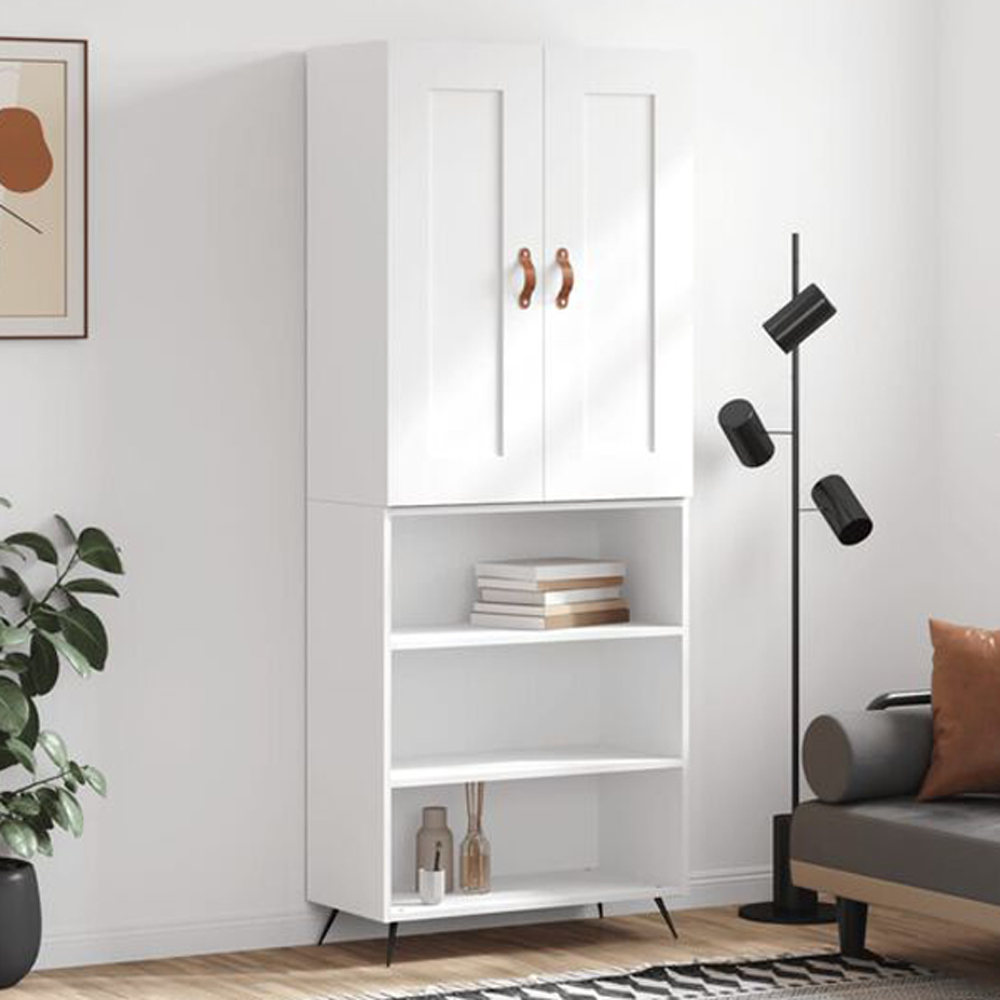 vidaXL 2 Door 3 Shelf White Highboard Image 1