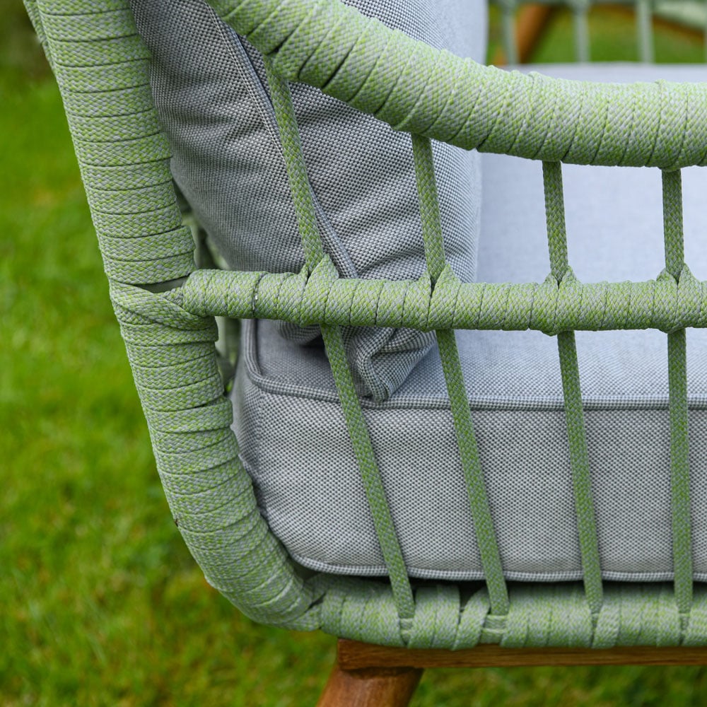 Garden Gear 4 Seater Aluminium Sage Green Rope Furniture Set with Cushions Image 3