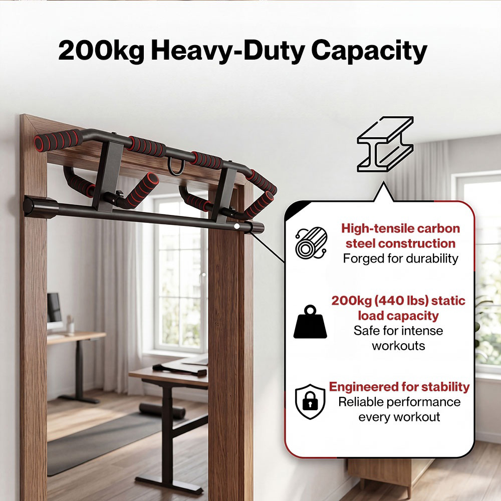 Traderight Centra Doorway Pull Up Bar with Resistance Band 200kg Image 7