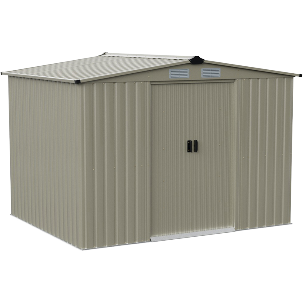 Living and Home 8 x 6ft Grey Metal Apex Garden Storage Shed Image 1