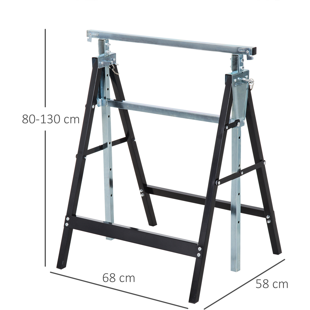 HOMCOM Black Steel Saw Horses Telescopic Builders Work Bench Set of 2 Image 9