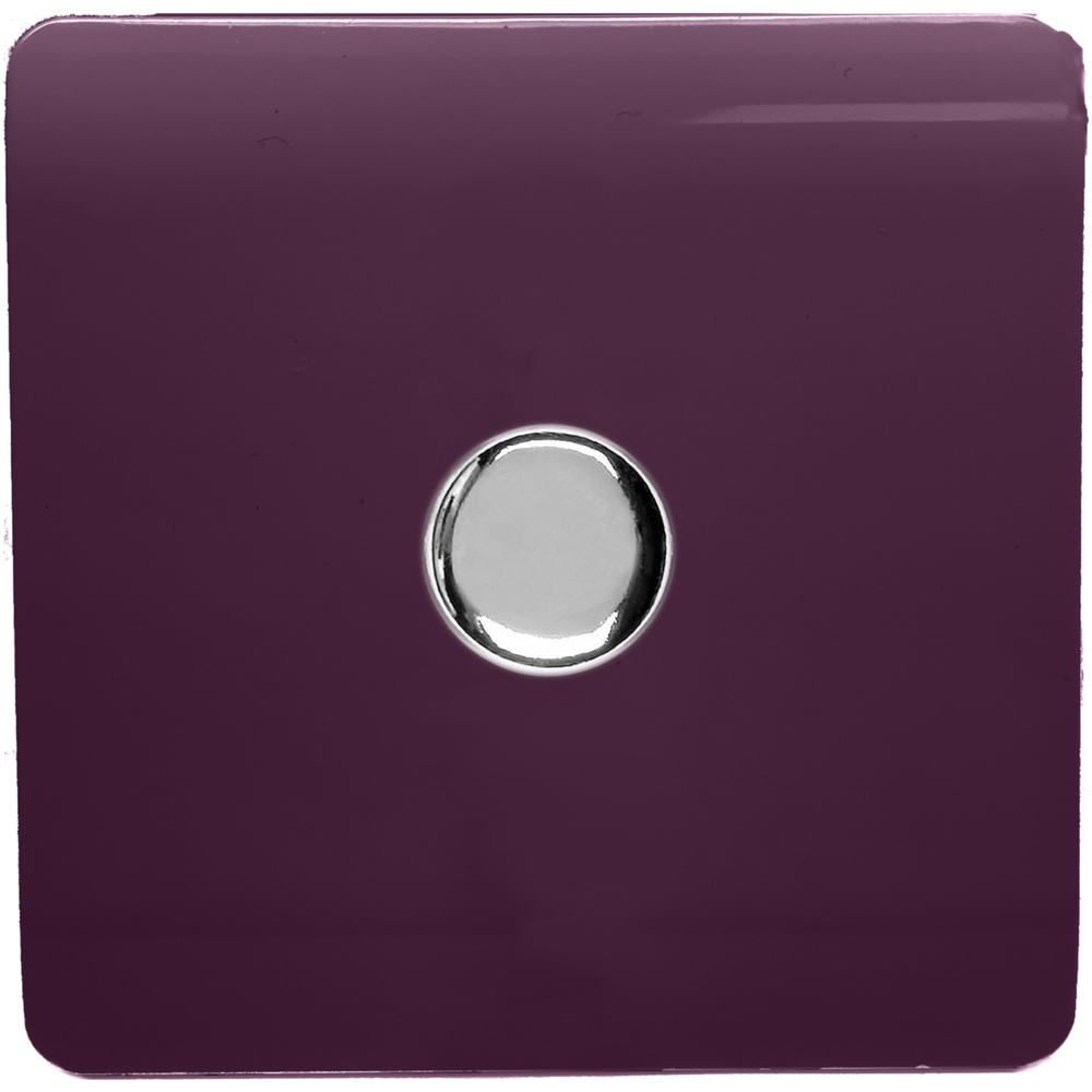 Trendi Switch 1 Gang 10amp Plum Purple Rotary LED Dimmer Light Switch Image 1