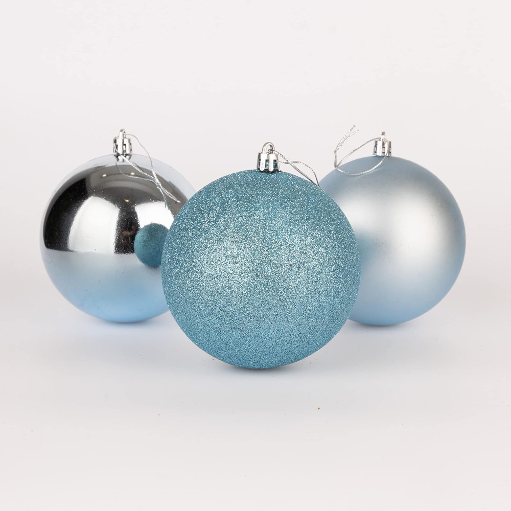 Shatchi 10cm Light Blue Shatterproof Bauble 3 Pack Image 3