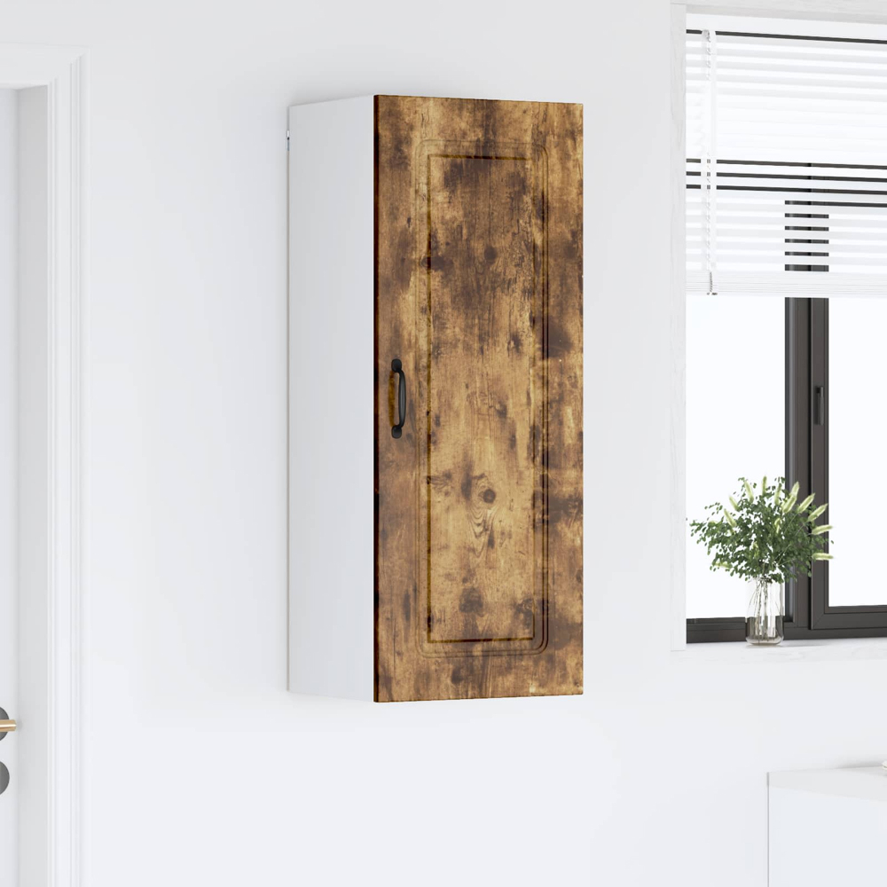 vidaXL Single Door Smoked Oak Kitchen Wall Cabinet Image 9