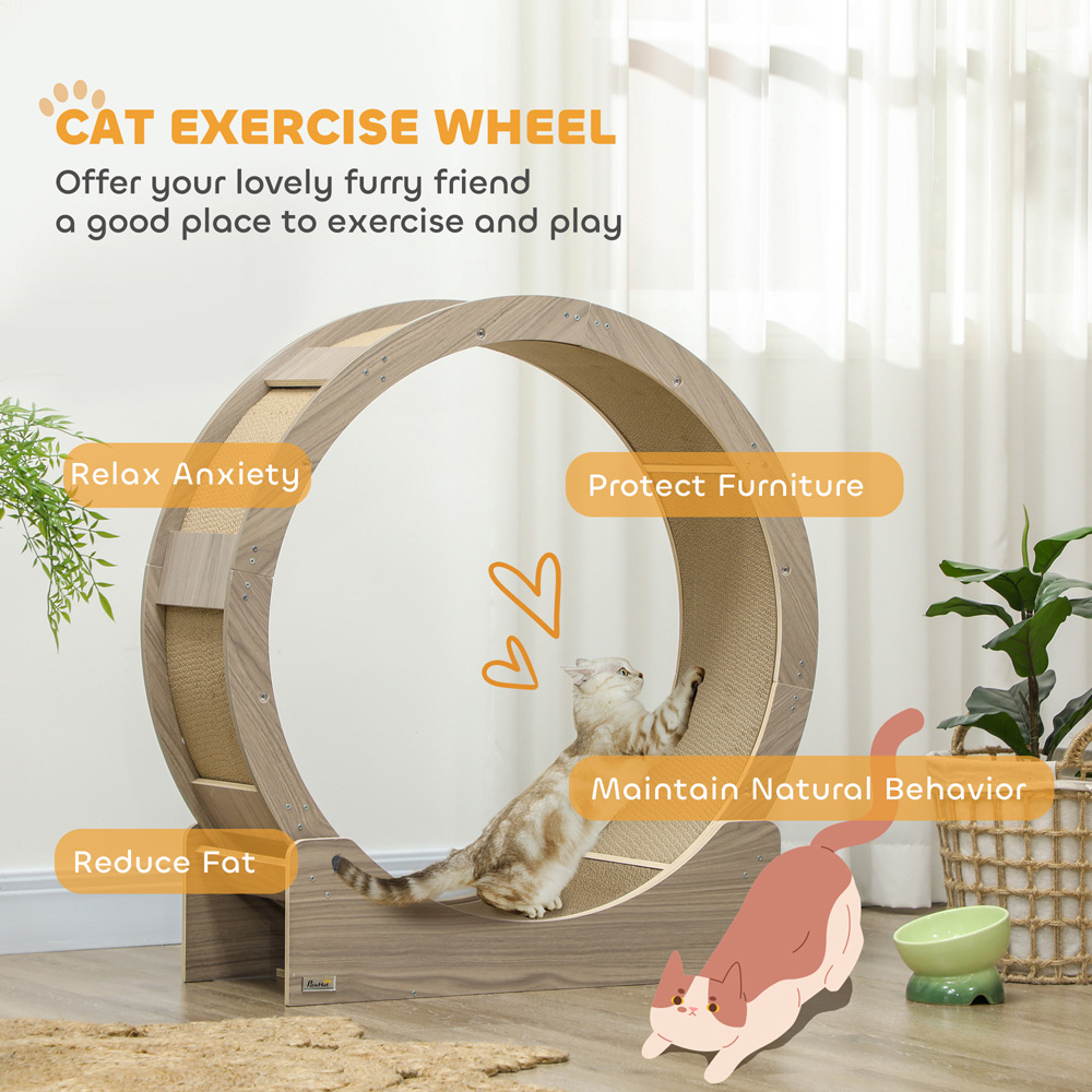 PawHut Brown Cat Indoor Treadmill with Brake Image 4