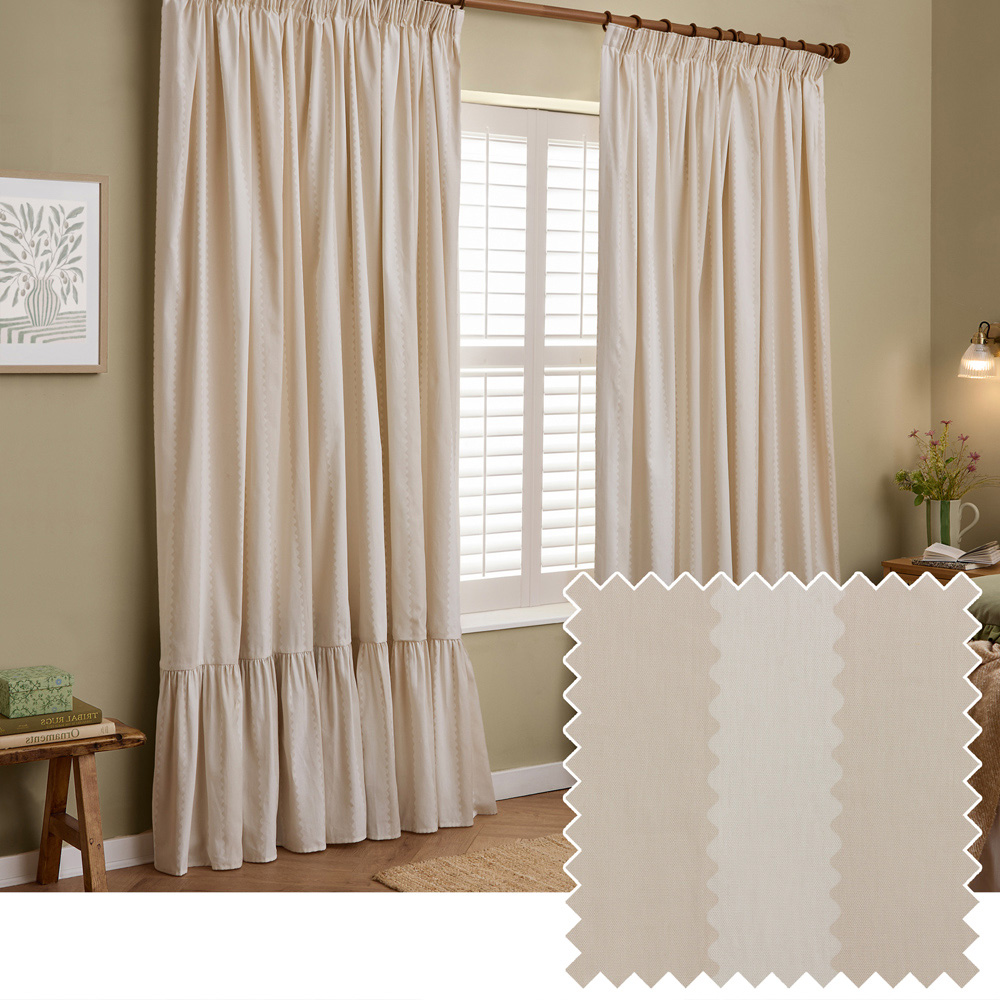 Furn Birdie Oat and Milk Stripe Cotton Fully Lined Pencil Pleat Curtains 229 x 137cm Image 2