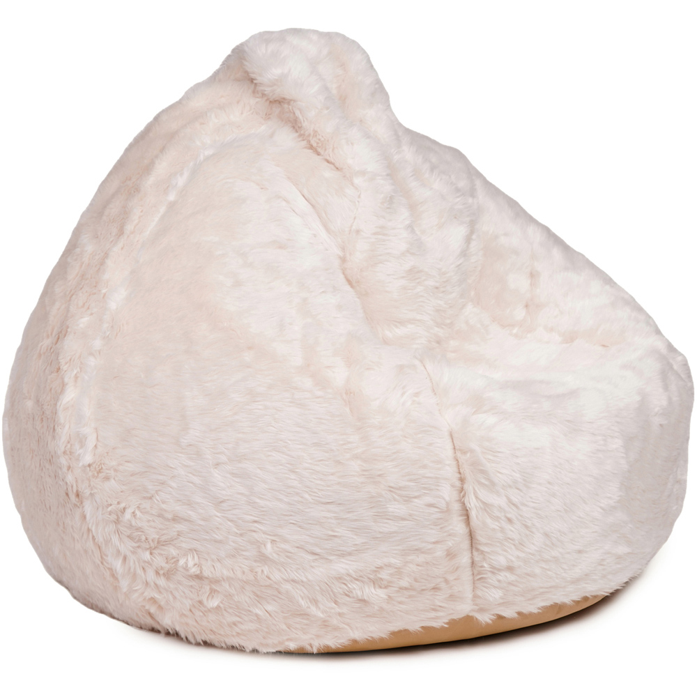 Kaikoo Areya Cream Faux Fur XL Drum Footstool Image 4