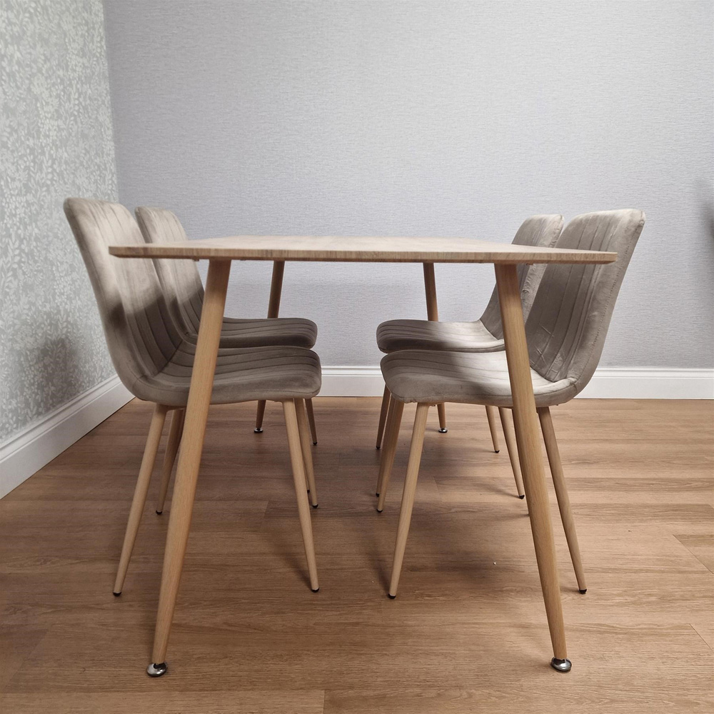 Kosy Koala 4 Seater Wood Effect Padded Dining Set Beige Image 7