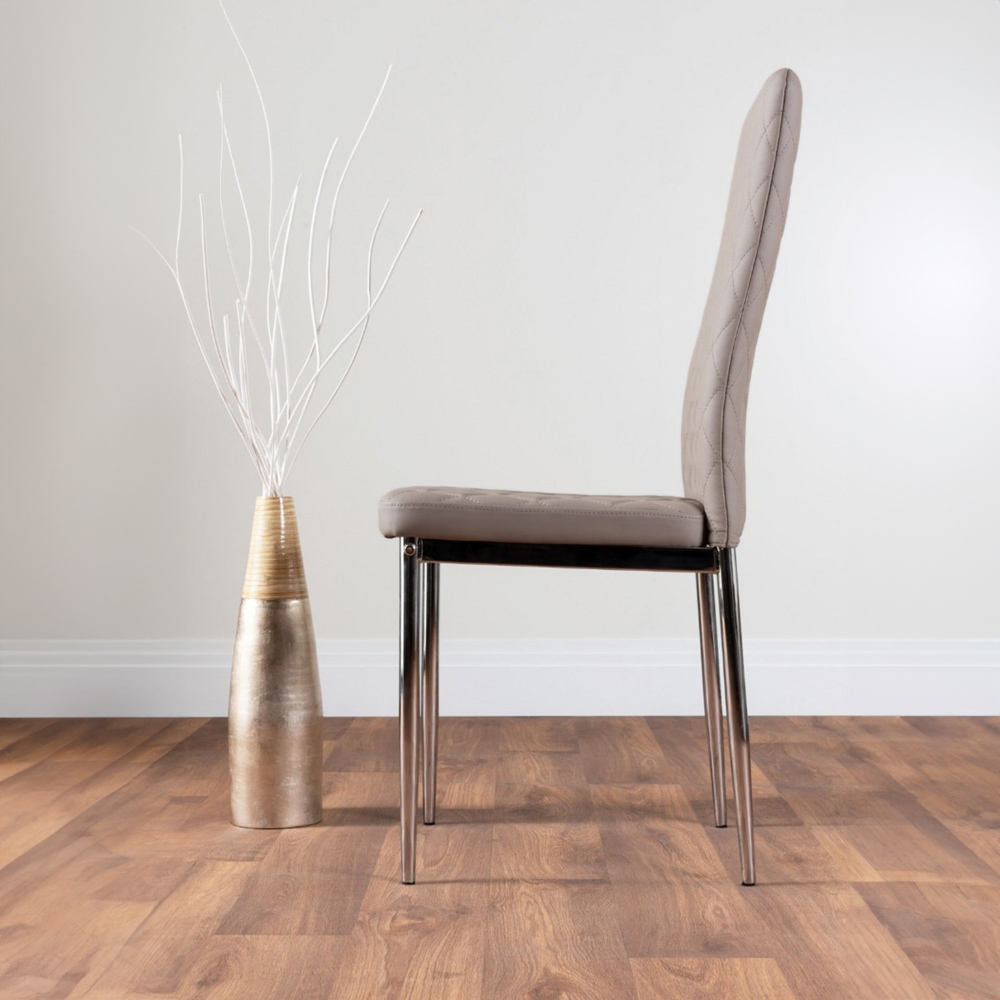 Furniturebox Arona Valera Concrete Effect 6 Seater Round Dining Set Grey Cappuccino and Chrome Image 4