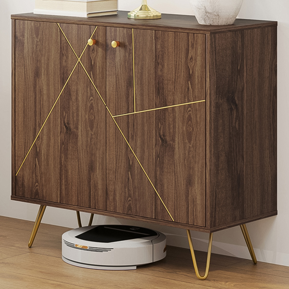HOMCOM Brown Kitchen Sideboard Storage Cabinet Image 1