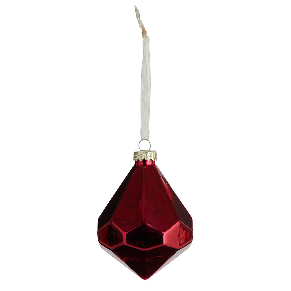 Wilko 6 Pack Majestic Red Diamond Bauble Image 2