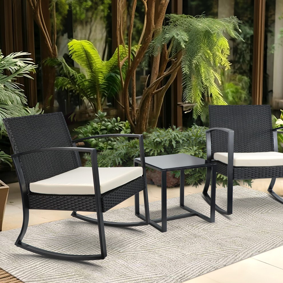 Monza 2 Seater Rocking Bistro Set Black Image 1