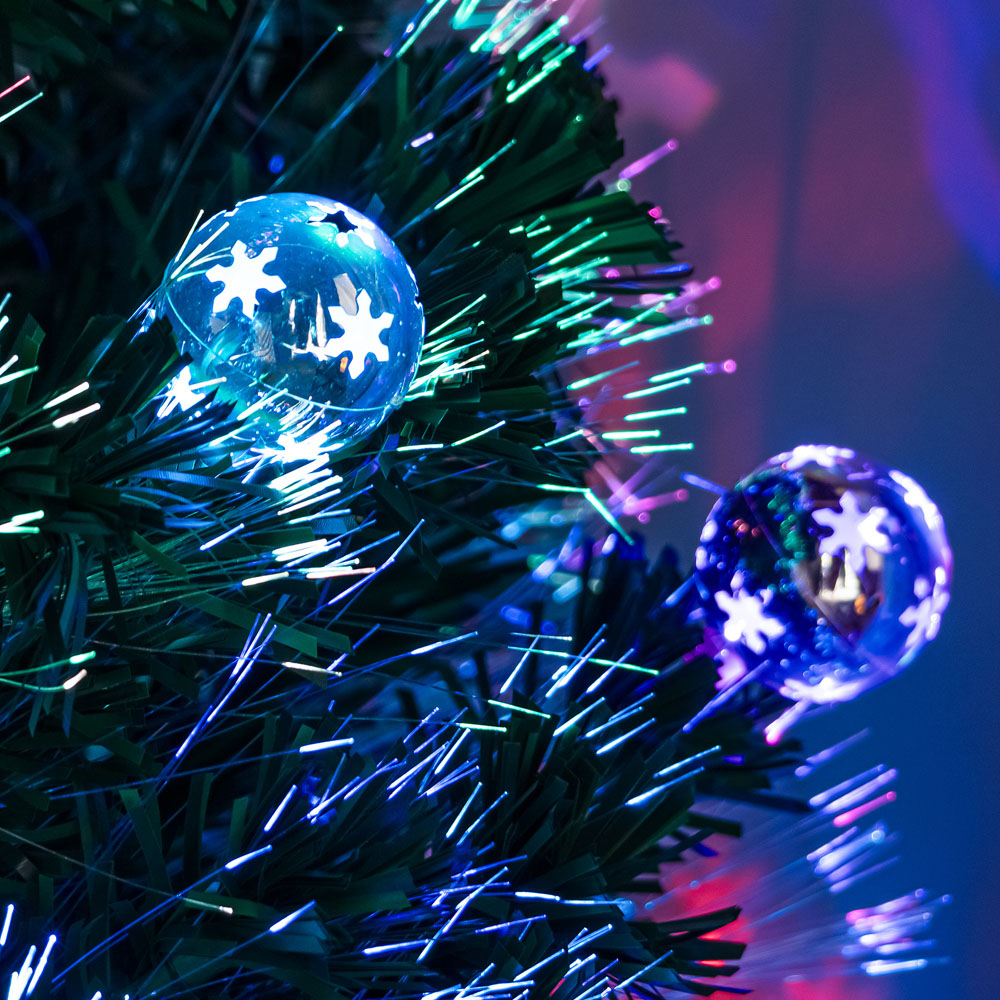 The Christmas Centre Multicolour LED Green Fibre Optic Artificial Xmas Tree with Baubles 7ft Image 3
