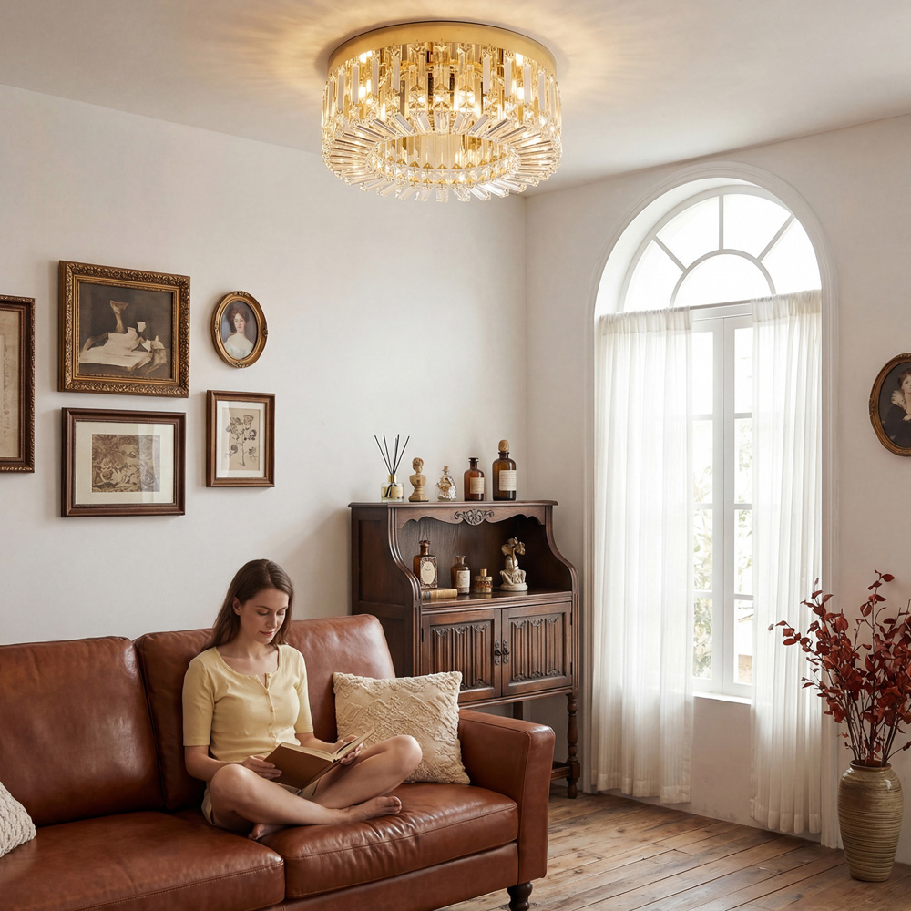 Portland Gold Crystal Ceiling Light with 225 Crystal Pendants Image 4
