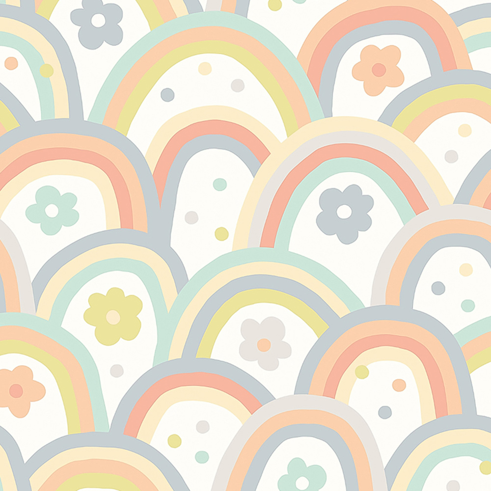 Origin Murals Rainbow Wobble Grey Wall Mural Image 2