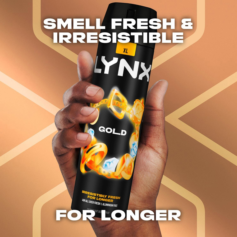 Lynx XL Gold Oud Wood and Fresh Vanilla 48H Sweat Protection Deodorant Body Spray 200ml 3 Pack Image 8