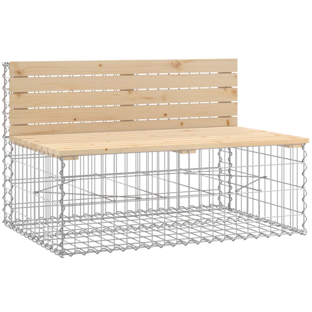 vidaXL 3 Seater Natural Solid Wood Pine Gabion Garden Bench Image 4