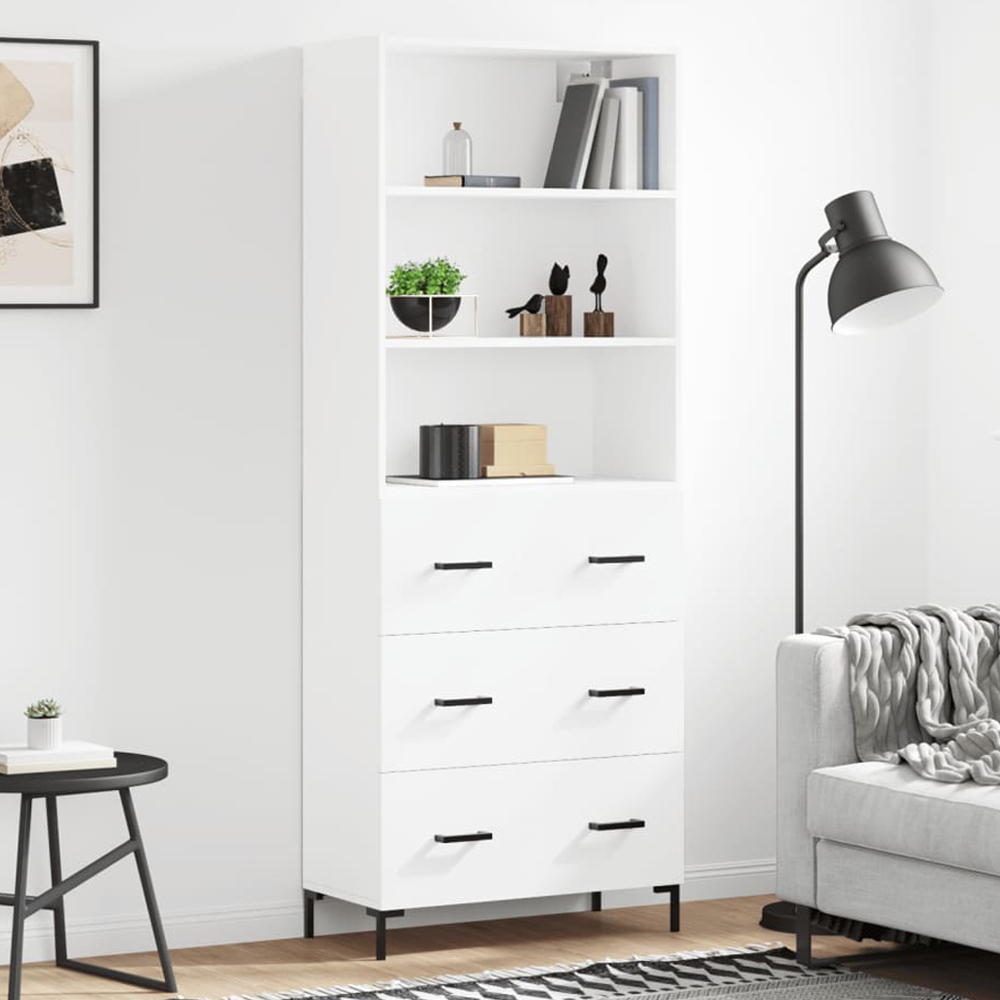 vidaXL 3 Drawer 3 Shelf White Highboard Image 1