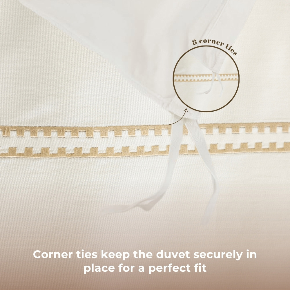 MHG Living Super King Size Mayfair Gold 200 Thread Count Duvet Cover Set Image 6