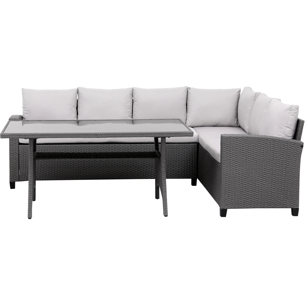 MMT Furniture Designs 6 Seater Grey Rattan L Shaped Garden Sofa Dining Set Image 5