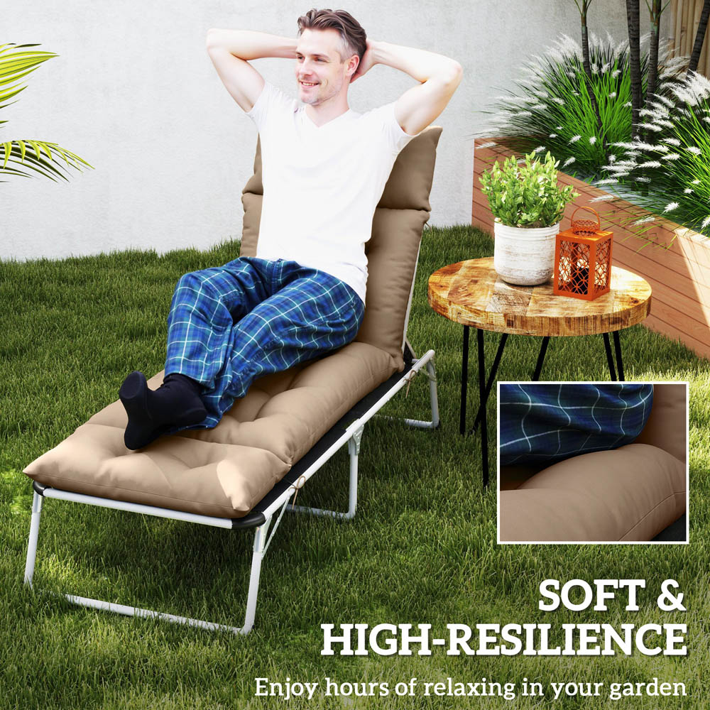 Outsunny Khaki Sun Lounger Cushion 190 x 56cm Image 5