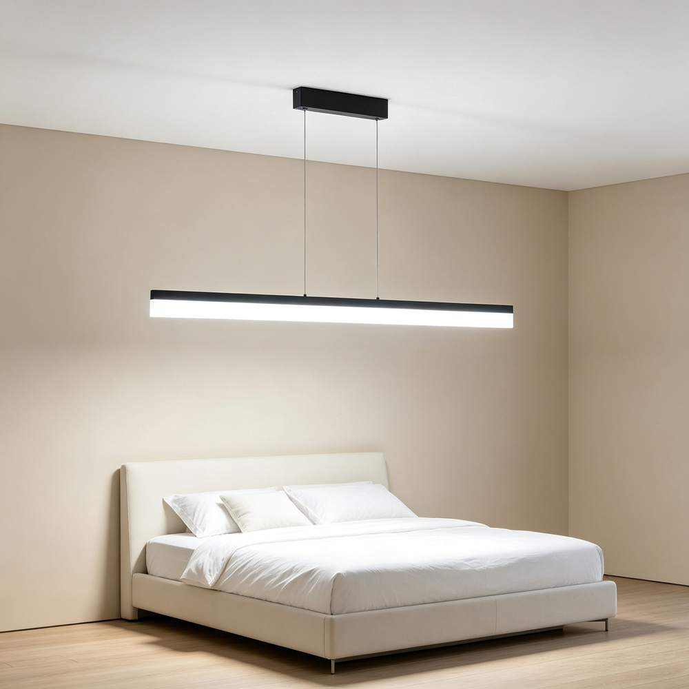 Living and Home 120cm Black LED Adjustable Chandelier with Remote Control Image 2