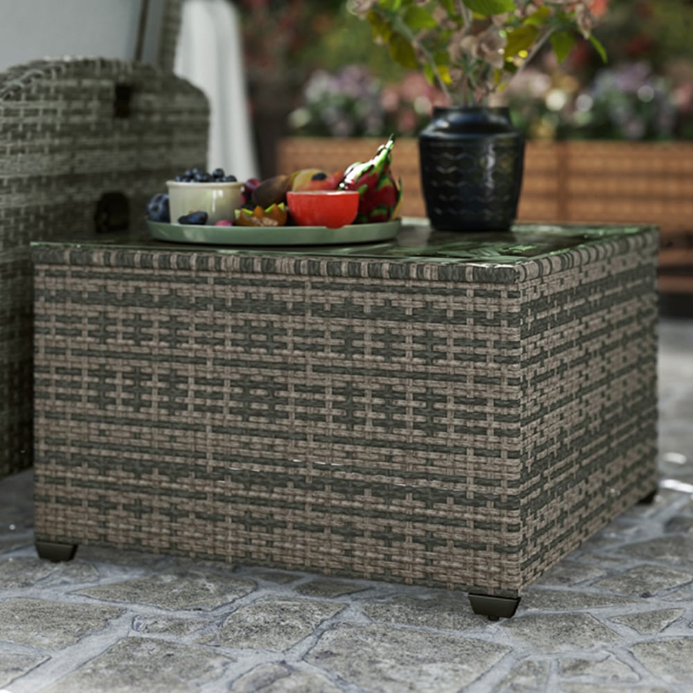 Outsunny Light Grey Rattan Outdoor Coffee Table Image 1