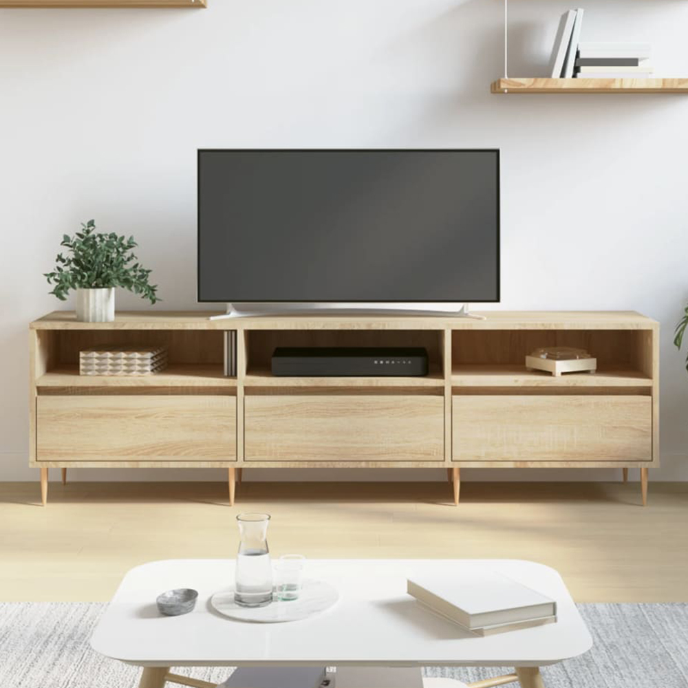 vidaXL 3 Door 3 Shelf Sonoma Oak TV Cabinet Image 1
