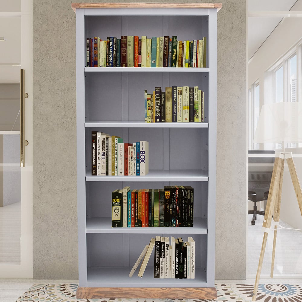Biccari 5 Shelf Grey Bookcase Image 1