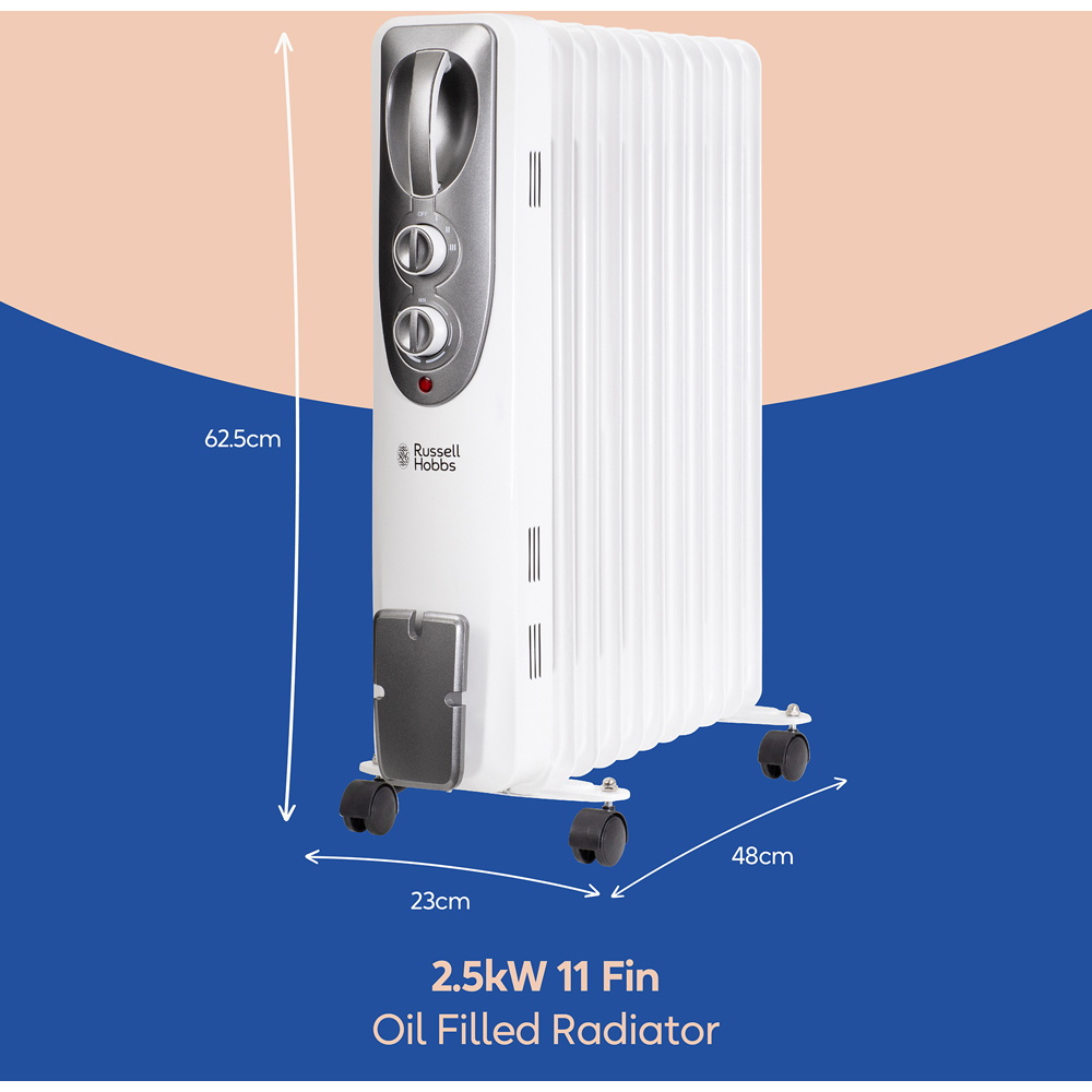 Russell Hobbs White 11-Fin Oil Filled Radiator 2500W Image 8