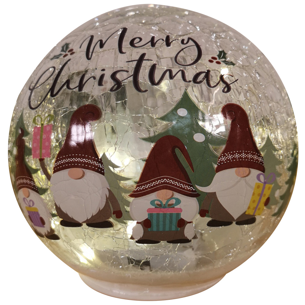 Samuel Alexander Gonk Crackle Effect Glass Ball LED Christmas Decoration Image 1