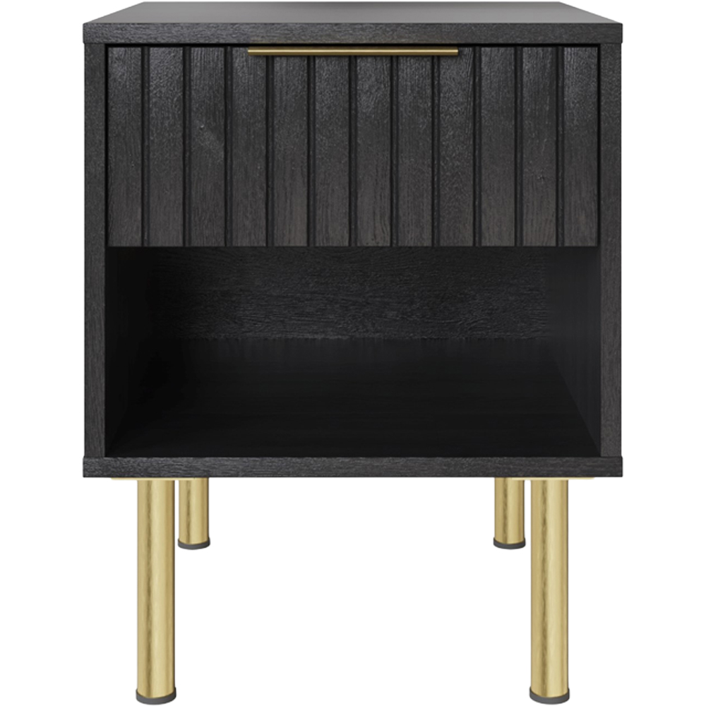 GFW Nervata Single Drawer Single Shelf Black Lamp Table Image 3