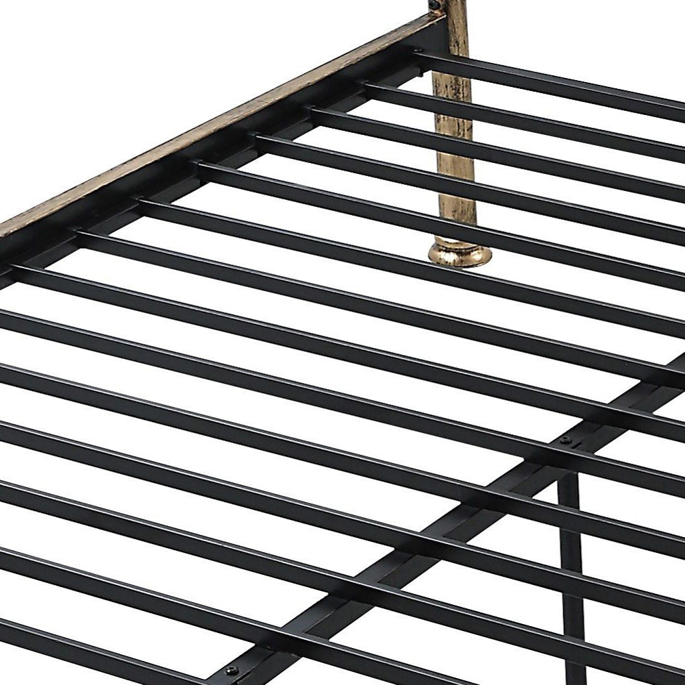 OAT Home Camden Single Antique Brass Effect and Black Guest Trundle Metal Bed Image 4