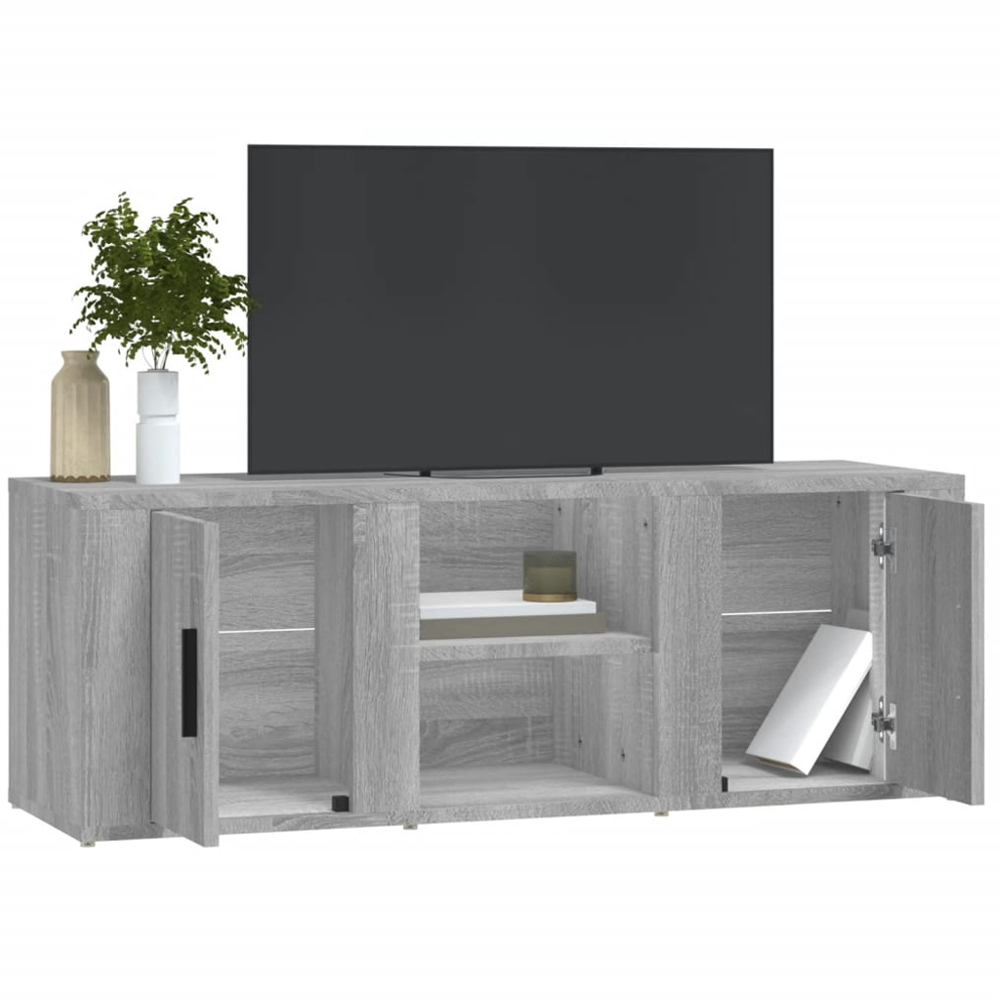 vidaXL 2 Door 2 Shelf Grey Sonoma TV Cabinet Image 3