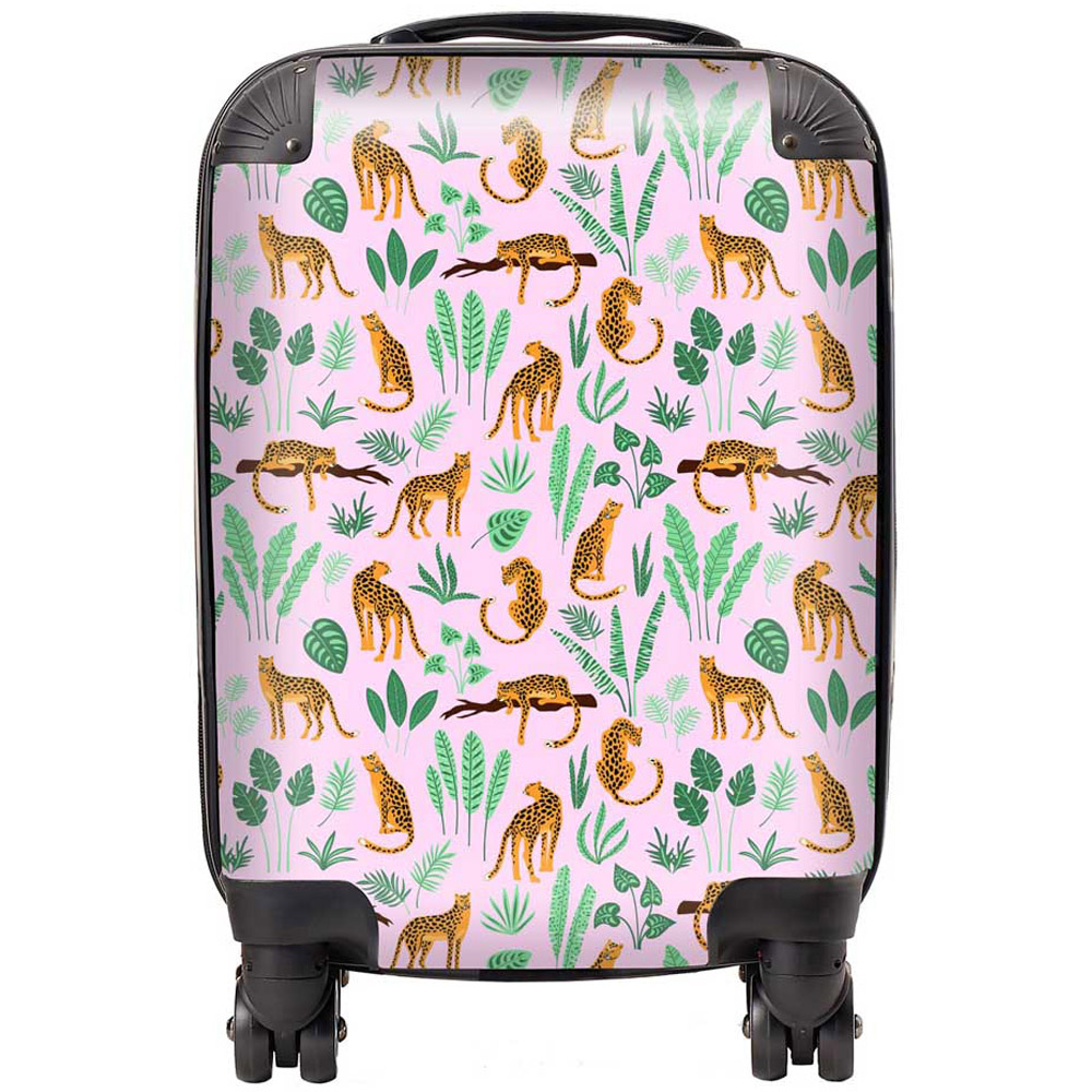 Warren Reed Designer Small Hand Drawn Leopards Suitcase Image 1
