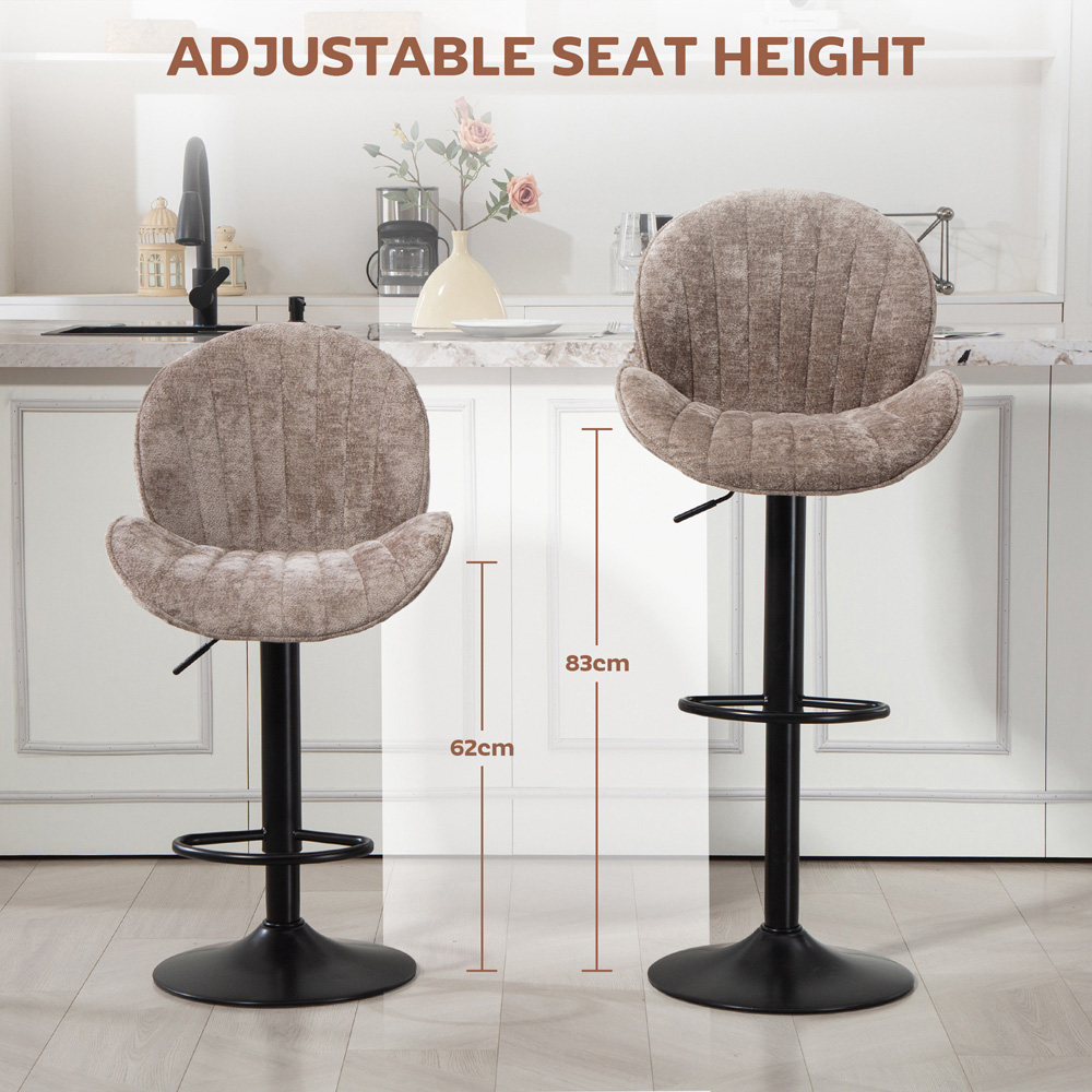 Portland Brown Chenille Swivel Bar Stools Set of 2 Image 4