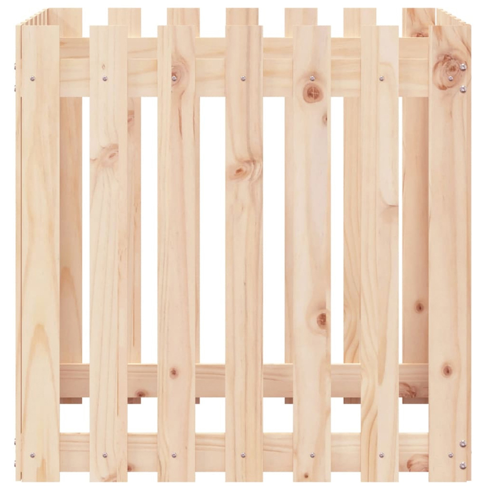 vidaXL Natural Solid Pine Wood Fence Design Garden Planter 70 x 70 x 70cm Image 5