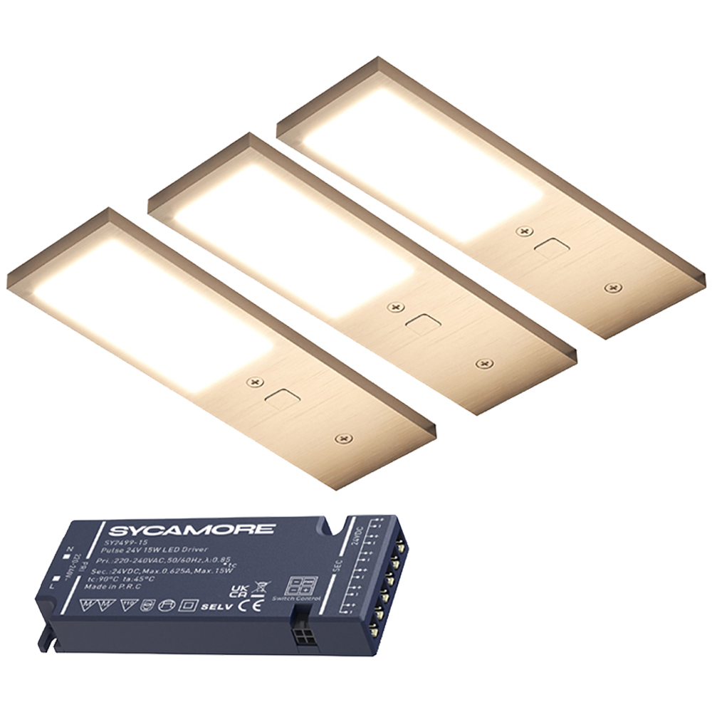 Sorrelis Feylin TriGlow Aluminium Rectangle 3 Cabinet Light Kit Image 1