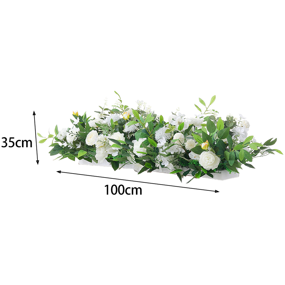 Living and Home Green and White Hydrangea Rose Artificial Aisle Flower Row Decoration 35cm Image 6