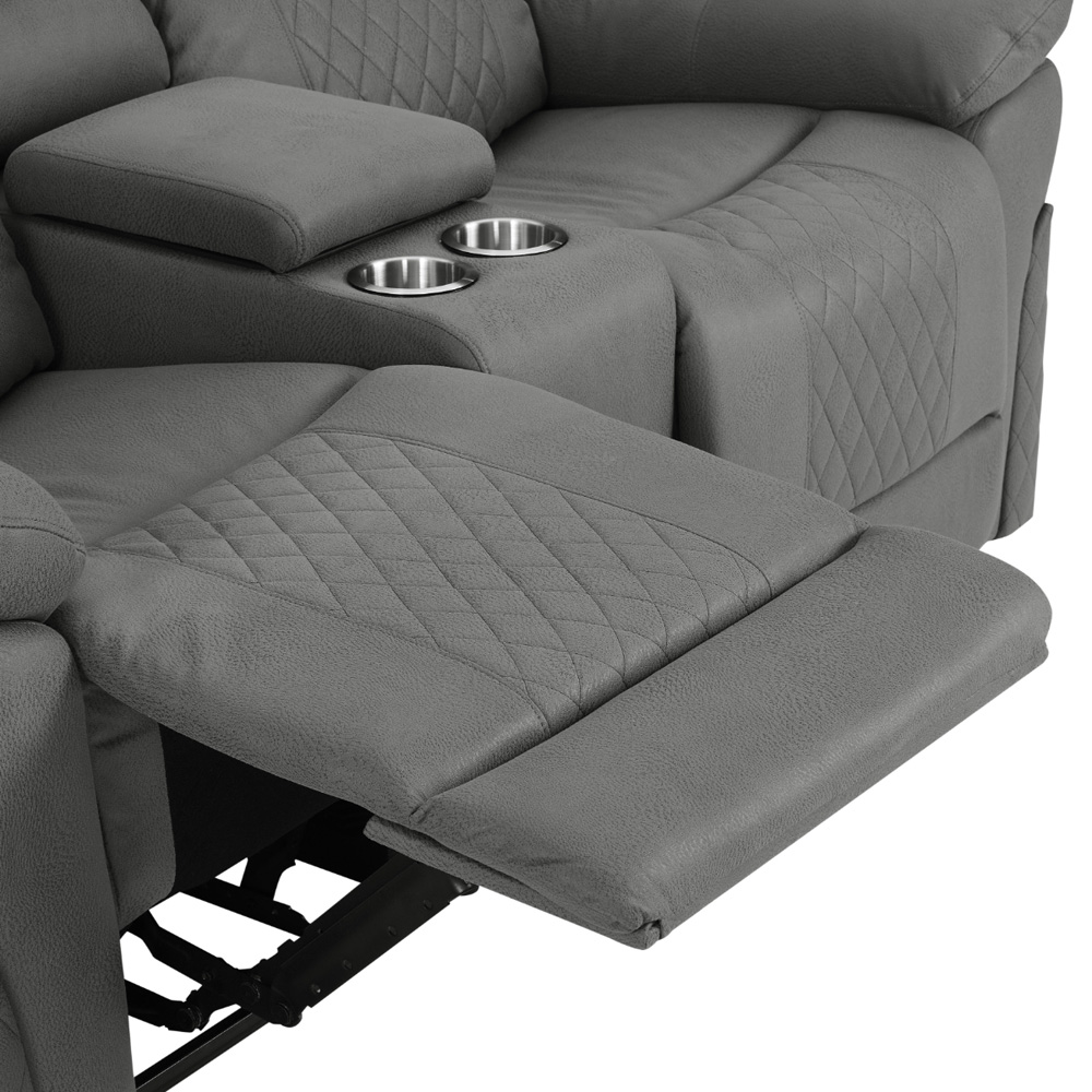 Home Detail Darius 2 Seater Grey Air Leather Manual Recliner Sofa Image 8