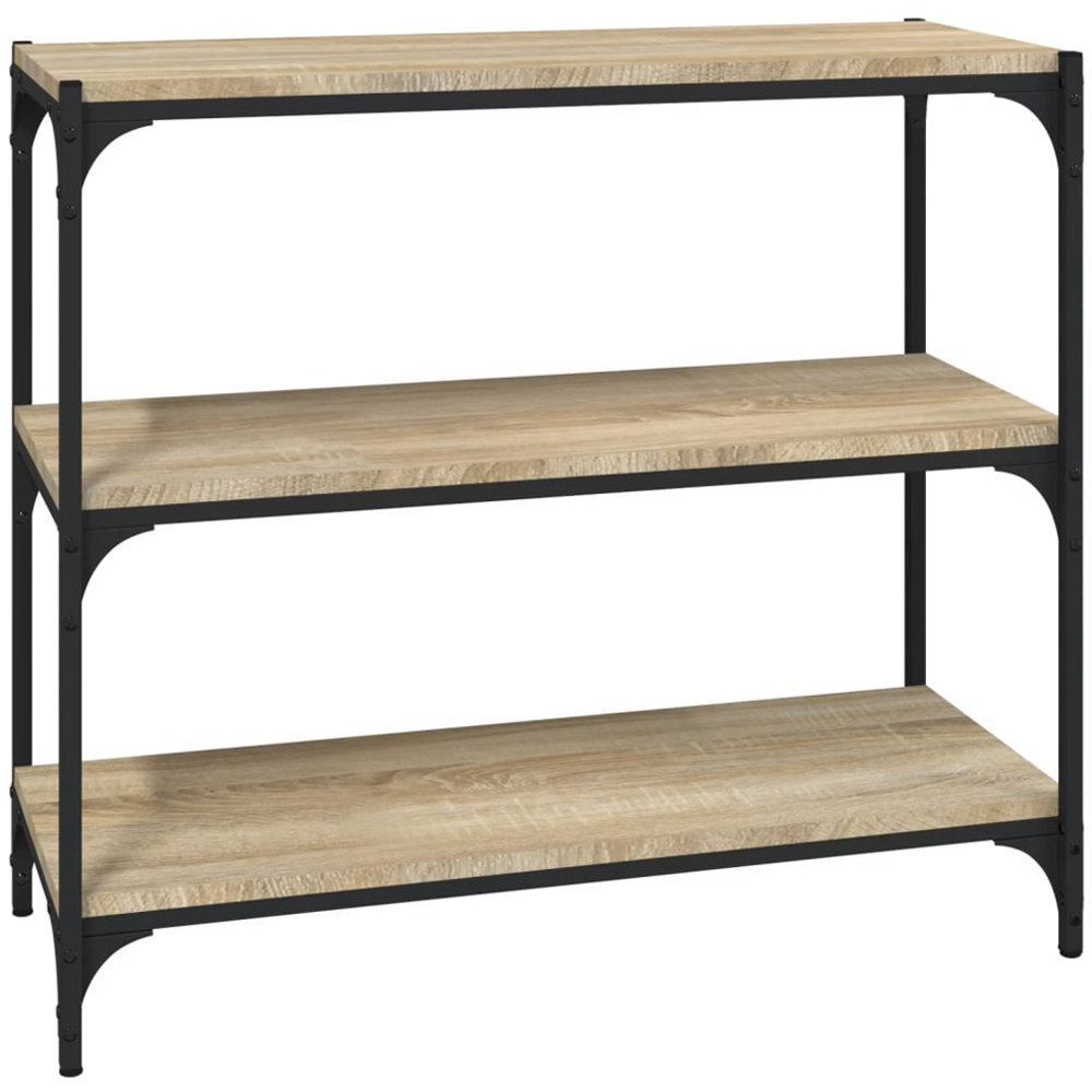 vidaXL 3 Shelf Sonoma Oak Wood and Steel Wide Bookcase Image 2