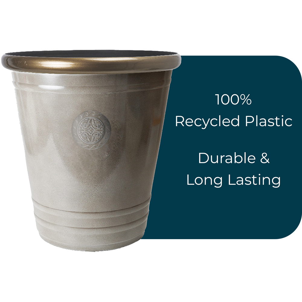 Jack Stonehouse Grey Brass Rim Recycled Plastic Outdoor Planter 75L Image 4