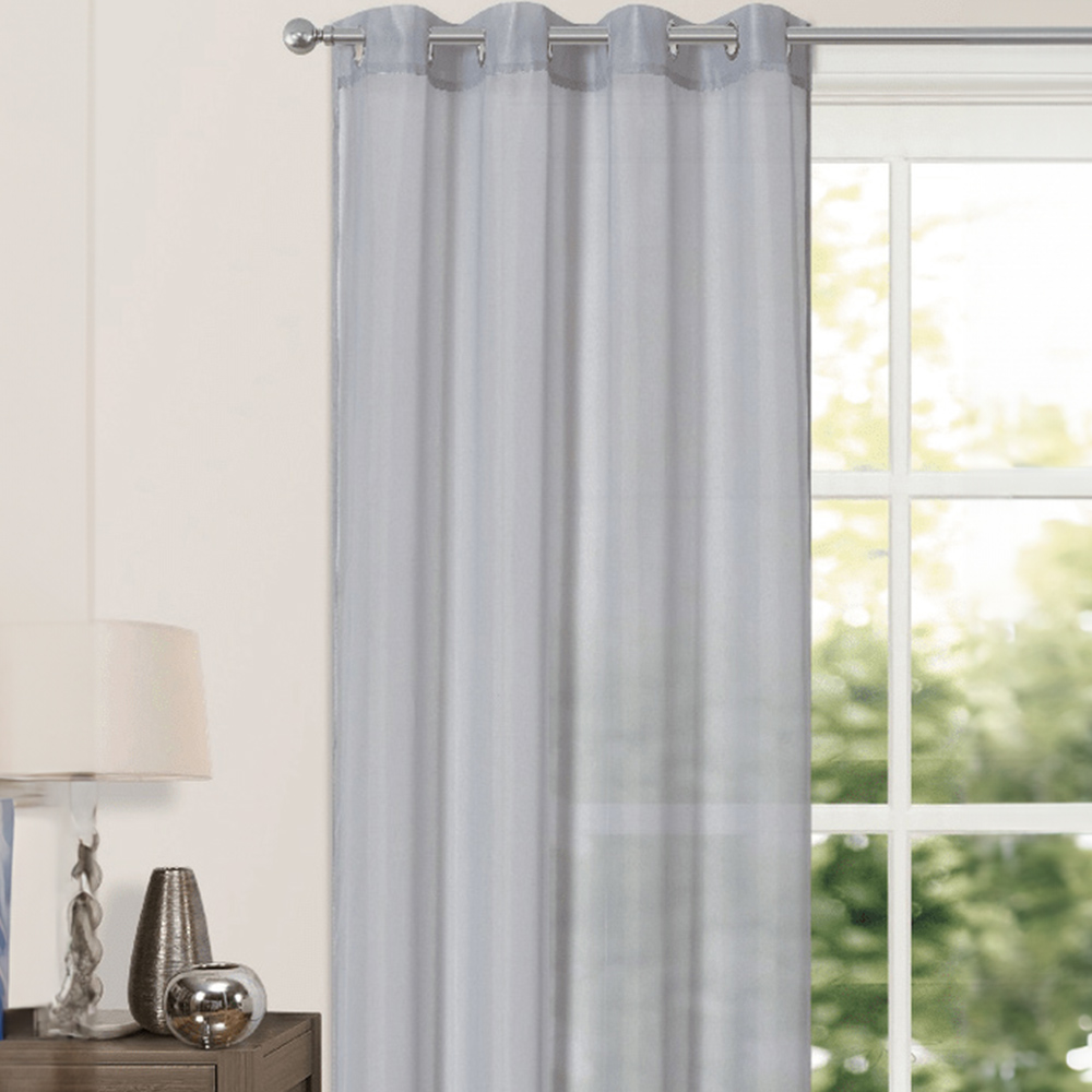 Velosso Riva Grey Eyelet Voile Panel Curtain 150 x 122cm Image 2