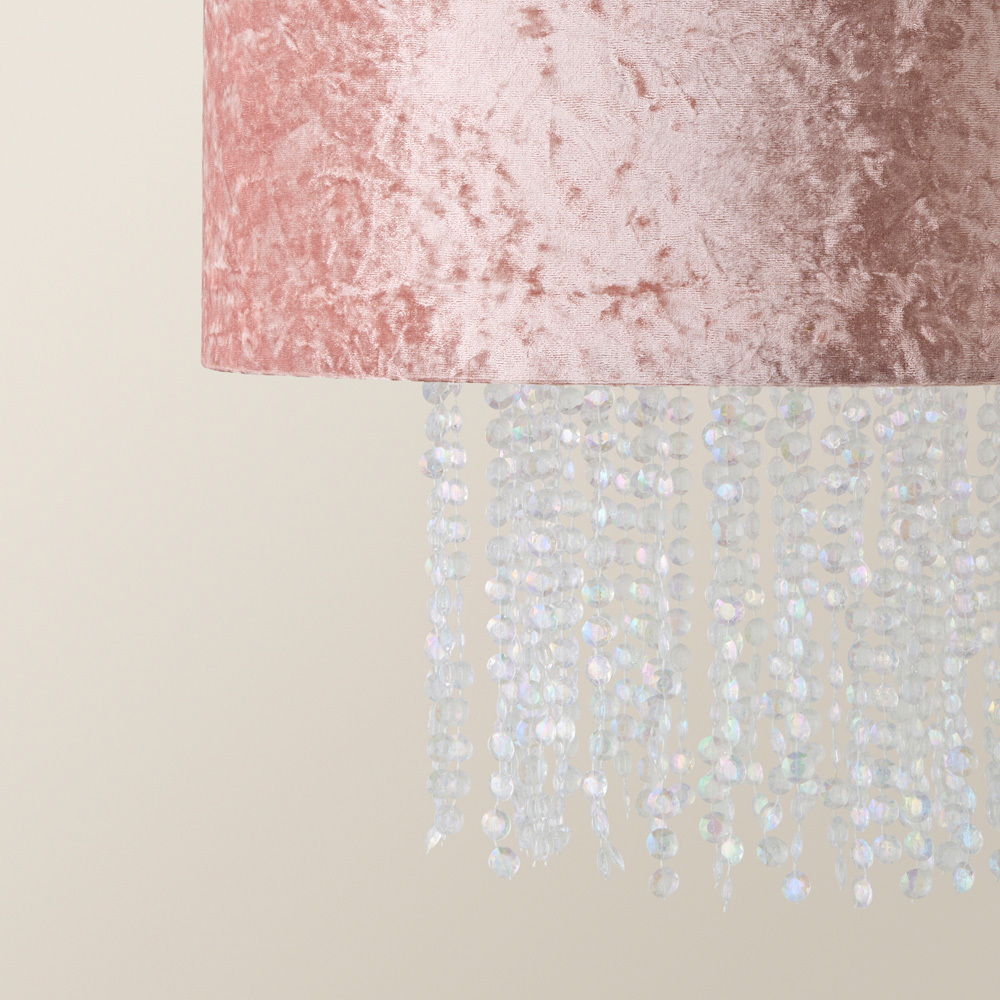 ValueLights Boland Dusky Pink Velvet Droplets Pendant Shade Image 4