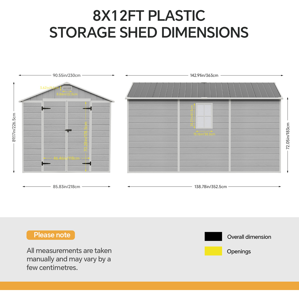 Living and Home 8 x 12ft Smokey Grey Wood Grain Apex Storage Shed Image 9
