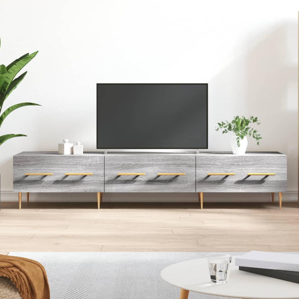 vidaXL 3 Drawer Grey Sonoma Wide TV Cabinet Image 1