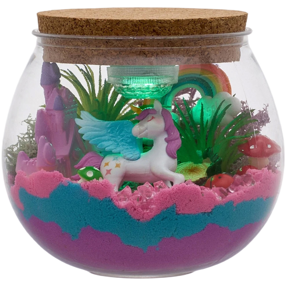 H&O Direct Kids DIY Unicorn Castle LED Terrarium Kit with Remote Image 2