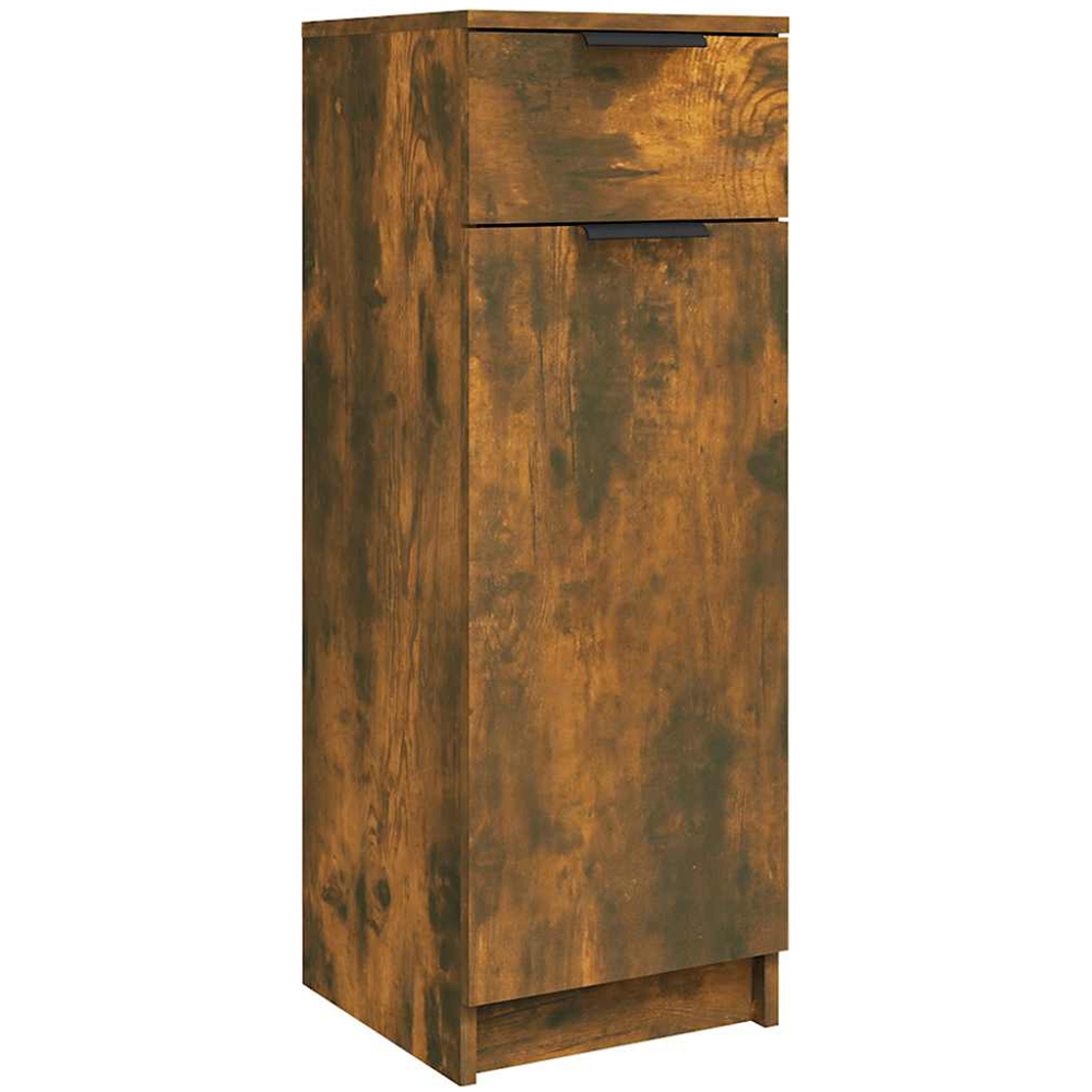 vidaXL Single Door Single Drawer Smoked Oak Bathroom Cabinet Image 2
