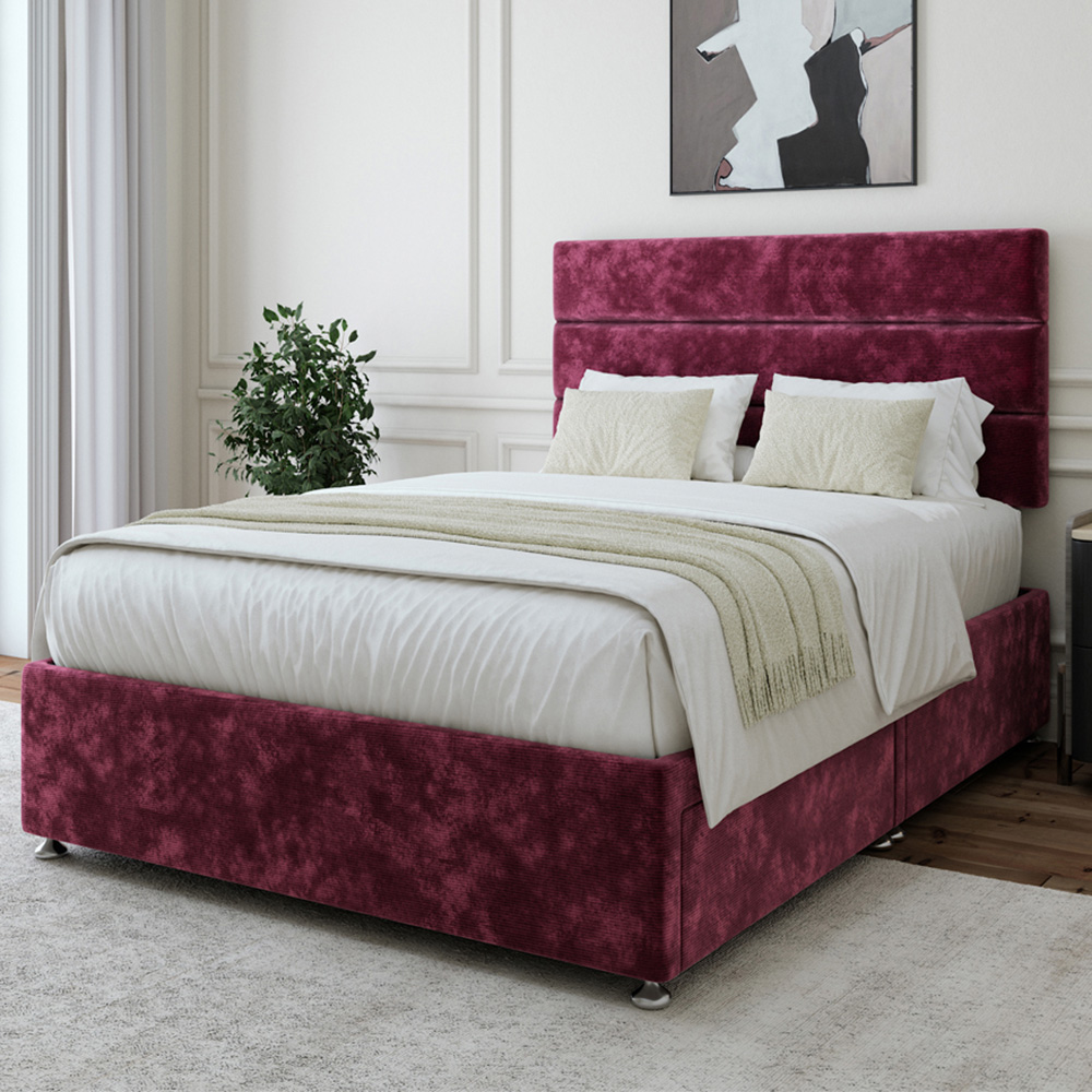 Bedmaster Super King Aubergine Chenille 2 Drawer Divan Base with Milan Headboard Image 1